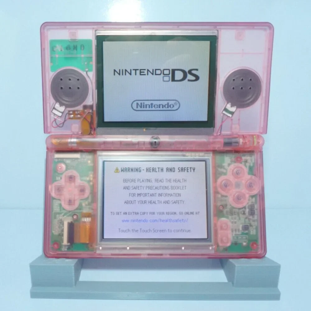 Nintendo DS Lite Transparent Clear Cherry Pink Handheld System with Charger